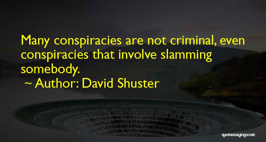 David Shuster Quotes: Many Conspiracies Are Not Criminal, Even Conspiracies That Involve Slamming Somebody.