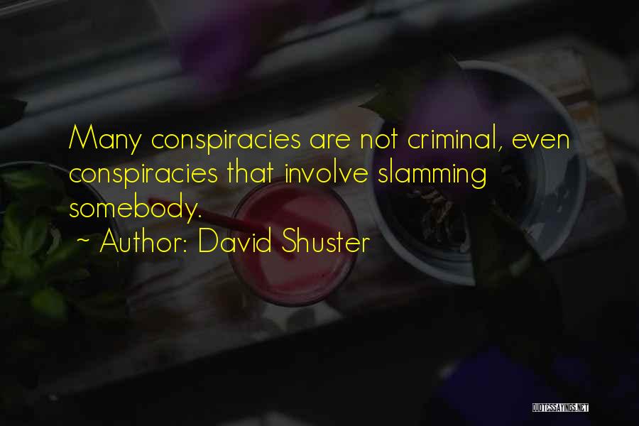 David Shuster Quotes: Many Conspiracies Are Not Criminal, Even Conspiracies That Involve Slamming Somebody.
