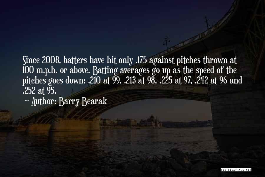 Barry Bearak Quotes: Since 2008, Batters Have Hit Only .175 Against Pitches Thrown At 100 M.p.h. Or Above. Batting Averages Go Up As