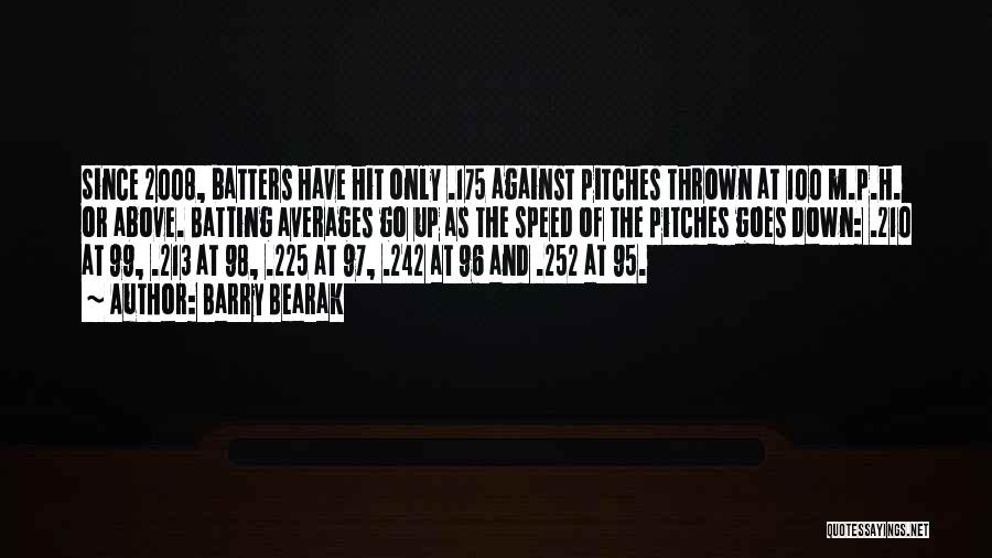 Barry Bearak Quotes: Since 2008, Batters Have Hit Only .175 Against Pitches Thrown At 100 M.p.h. Or Above. Batting Averages Go Up As