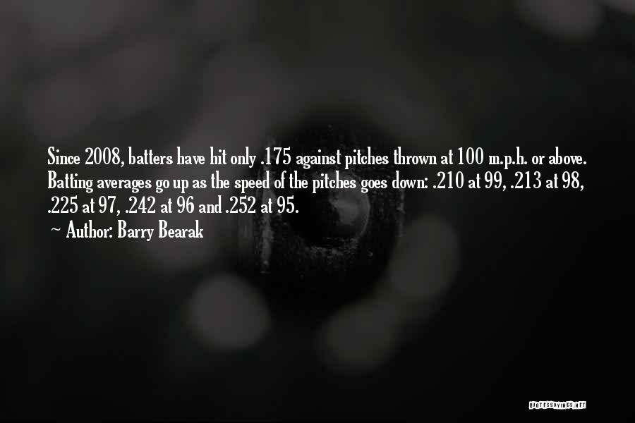 Barry Bearak Quotes: Since 2008, Batters Have Hit Only .175 Against Pitches Thrown At 100 M.p.h. Or Above. Batting Averages Go Up As