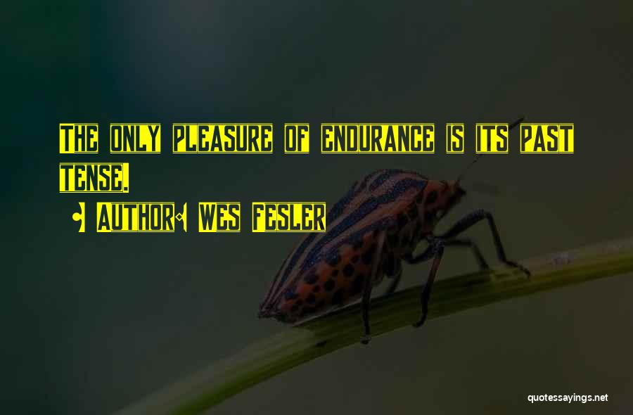 Wes Fesler Quotes: The Only Pleasure Of Endurance Is Its Past Tense.