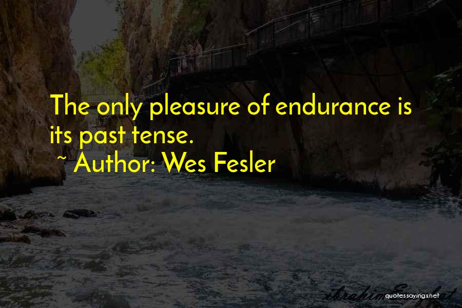 Wes Fesler Quotes: The Only Pleasure Of Endurance Is Its Past Tense.
