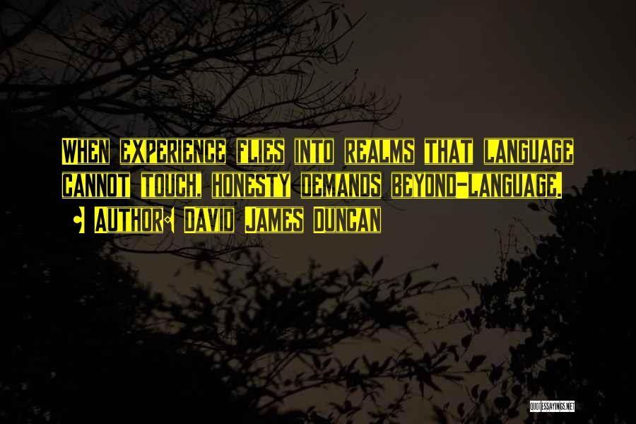 David James Duncan Quotes: When Experience Flies Into Realms That Language Cannot Touch, Honesty Demands Beyond-language.