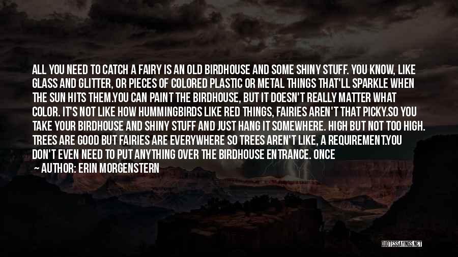 Erin Morgenstern Quotes: All You Need To Catch A Fairy Is An Old Birdhouse And Some Shiny Stuff. You Know, Like Glass And