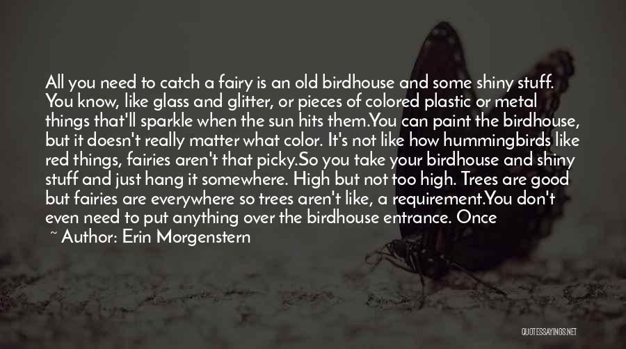 Erin Morgenstern Quotes: All You Need To Catch A Fairy Is An Old Birdhouse And Some Shiny Stuff. You Know, Like Glass And