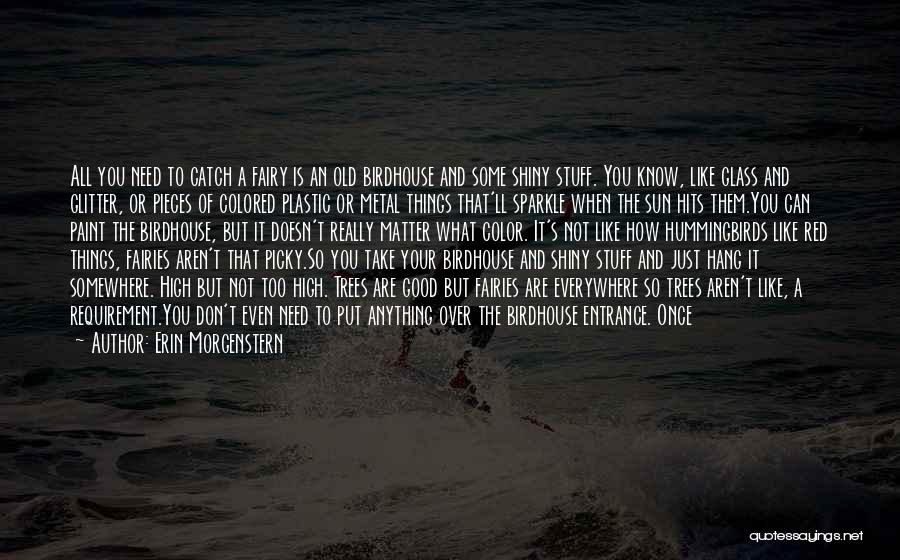 Erin Morgenstern Quotes: All You Need To Catch A Fairy Is An Old Birdhouse And Some Shiny Stuff. You Know, Like Glass And