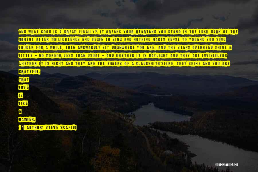 Steve Scafidi Quotes: And What Good Is A Dream Finally? It Breaks Your Heartand You Stand In The Lush Dark Of The Moment