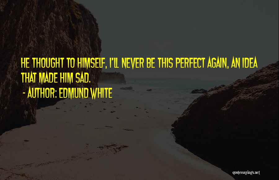 Edmund White Quotes: He Thought To Himself, I'll Never Be This Perfect Again, An Idea That Made Him Sad.