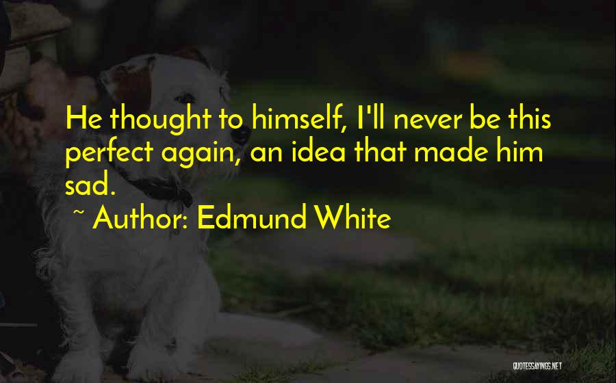 Edmund White Quotes: He Thought To Himself, I'll Never Be This Perfect Again, An Idea That Made Him Sad.