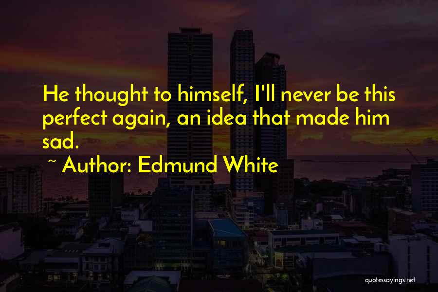 Edmund White Quotes: He Thought To Himself, I'll Never Be This Perfect Again, An Idea That Made Him Sad.