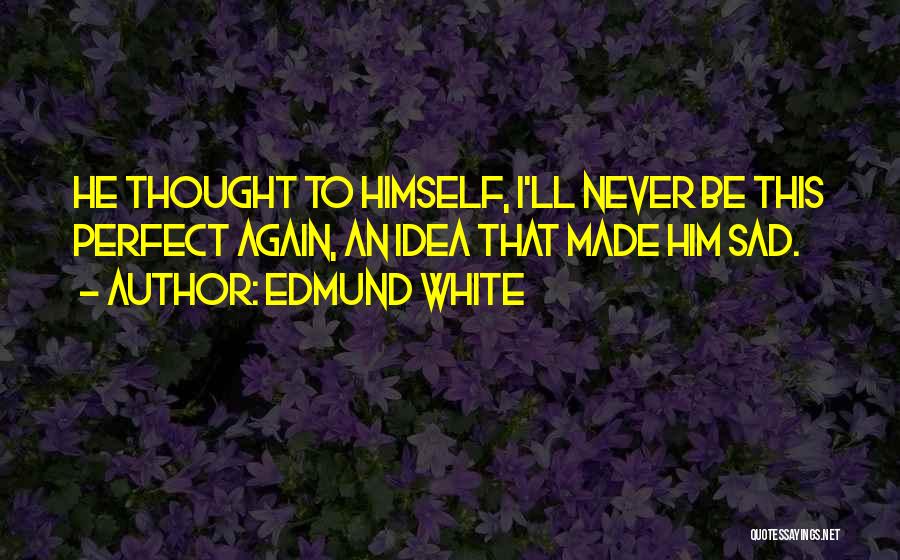 Edmund White Quotes: He Thought To Himself, I'll Never Be This Perfect Again, An Idea That Made Him Sad.