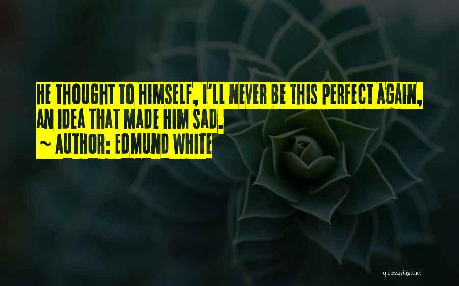 Edmund White Quotes: He Thought To Himself, I'll Never Be This Perfect Again, An Idea That Made Him Sad.