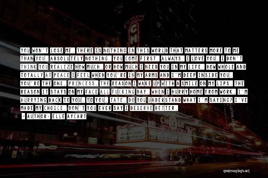 Elle Aycart Quotes: You Won't Lose Me. There Is Nothing In This World That Matters More To Me Than You. Absolutely Nothing. You