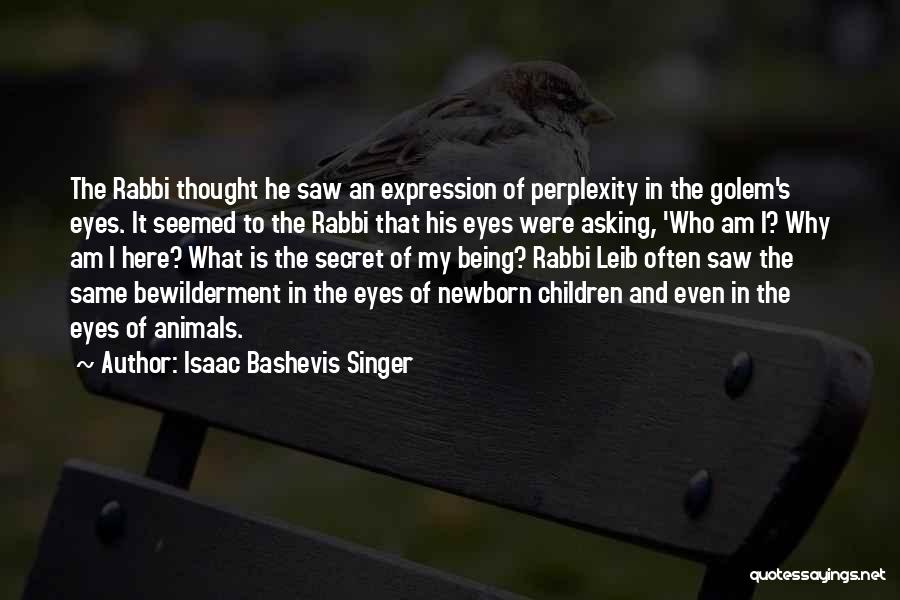 Isaac Bashevis Singer Quotes: The Rabbi Thought He Saw An Expression Of Perplexity In The Golem's Eyes. It Seemed To The Rabbi That His