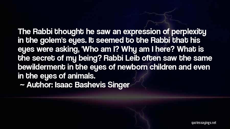 Isaac Bashevis Singer Quotes: The Rabbi Thought He Saw An Expression Of Perplexity In The Golem's Eyes. It Seemed To The Rabbi That His