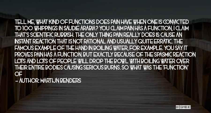Martijn Benders Quotes: Tell Me, What Kind Of Functions Does Pain Have When One Is Convicted To 100 Whippings In Saudie Arabia? You