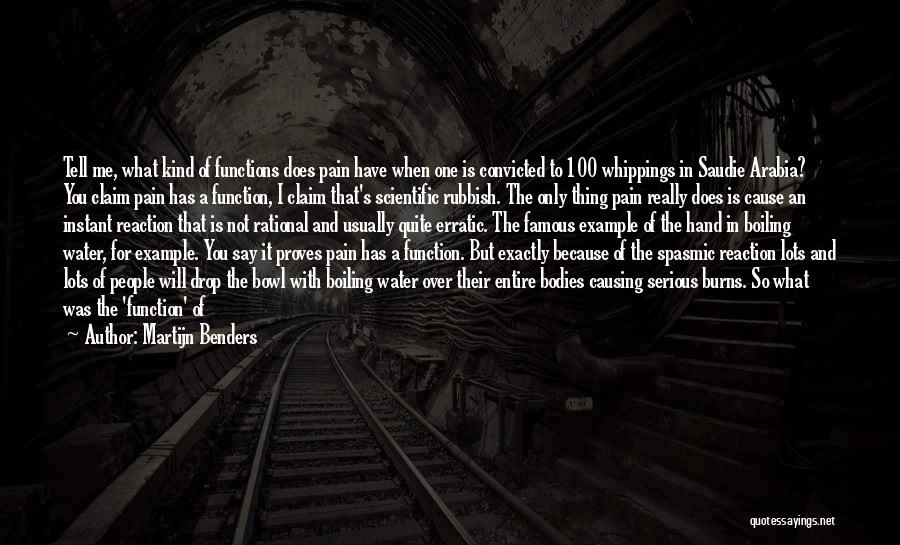 Martijn Benders Quotes: Tell Me, What Kind Of Functions Does Pain Have When One Is Convicted To 100 Whippings In Saudie Arabia? You