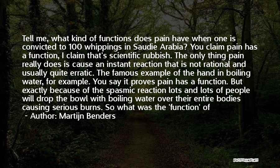 Martijn Benders Quotes: Tell Me, What Kind Of Functions Does Pain Have When One Is Convicted To 100 Whippings In Saudie Arabia? You