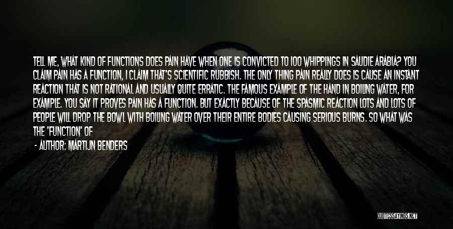 Martijn Benders Quotes: Tell Me, What Kind Of Functions Does Pain Have When One Is Convicted To 100 Whippings In Saudie Arabia? You