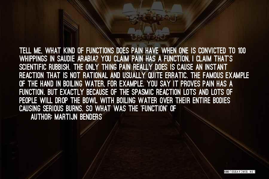 Martijn Benders Quotes: Tell Me, What Kind Of Functions Does Pain Have When One Is Convicted To 100 Whippings In Saudie Arabia? You