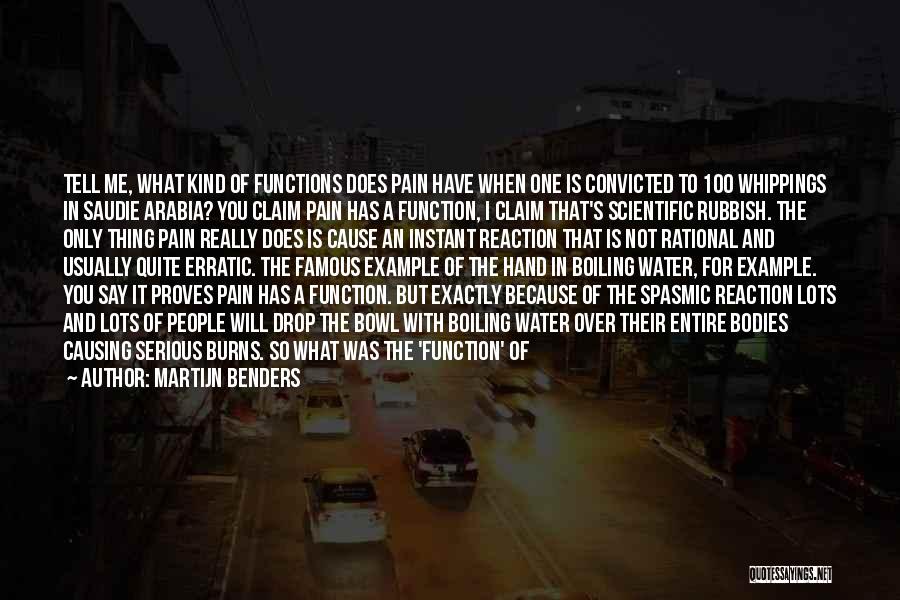 Martijn Benders Quotes: Tell Me, What Kind Of Functions Does Pain Have When One Is Convicted To 100 Whippings In Saudie Arabia? You