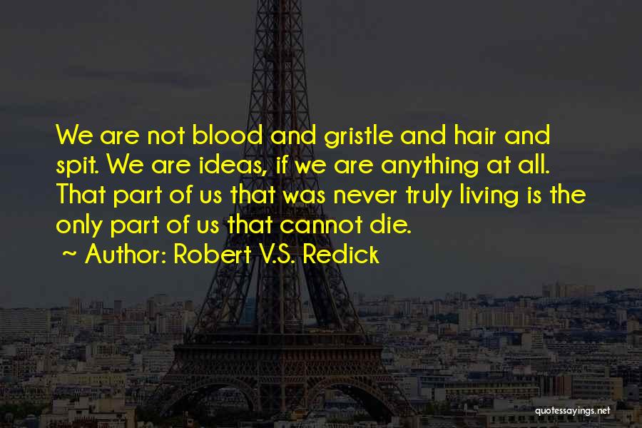 Robert V.S. Redick Quotes: We Are Not Blood And Gristle And Hair And Spit. We Are Ideas, If We Are Anything At All. That