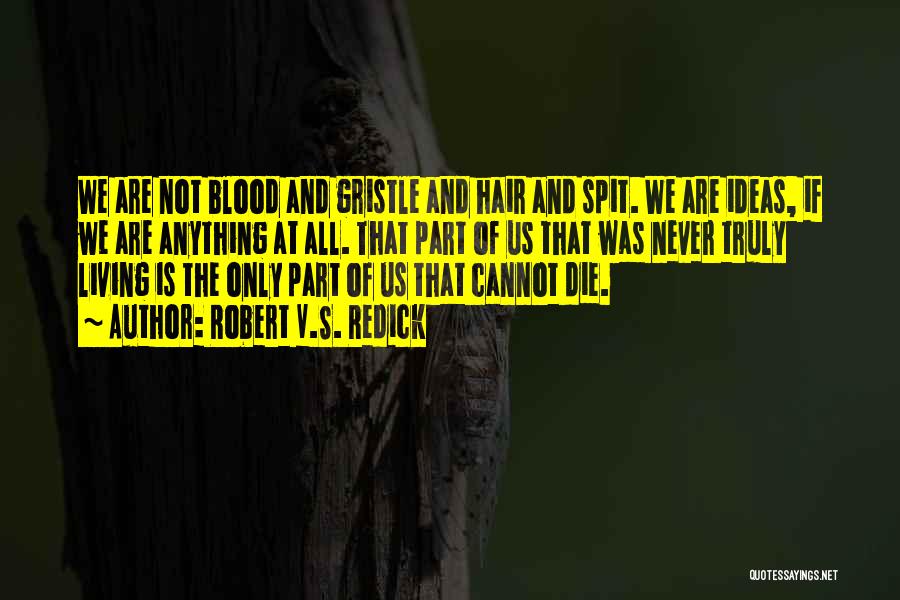 Robert V.S. Redick Quotes: We Are Not Blood And Gristle And Hair And Spit. We Are Ideas, If We Are Anything At All. That
