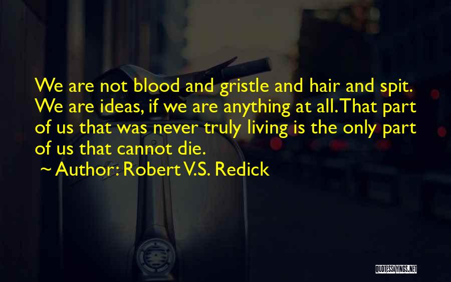 Robert V.S. Redick Quotes: We Are Not Blood And Gristle And Hair And Spit. We Are Ideas, If We Are Anything At All. That
