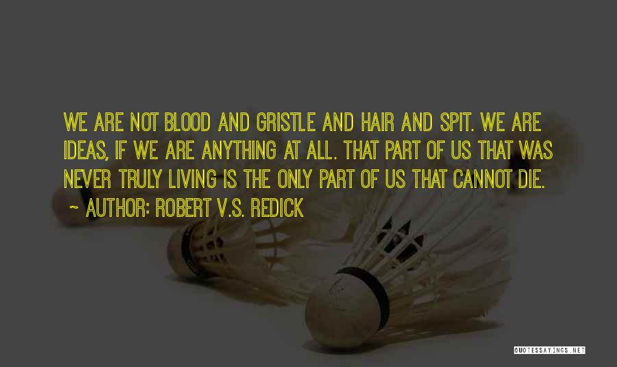 Robert V.S. Redick Quotes: We Are Not Blood And Gristle And Hair And Spit. We Are Ideas, If We Are Anything At All. That