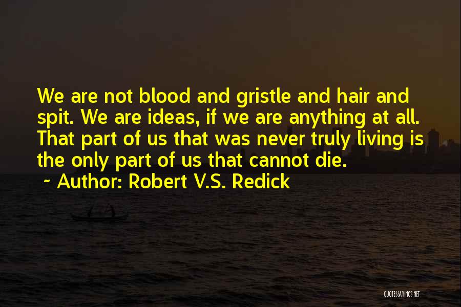 Robert V.S. Redick Quotes: We Are Not Blood And Gristle And Hair And Spit. We Are Ideas, If We Are Anything At All. That