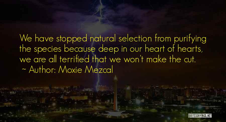 Moxie Mezcal Quotes: We Have Stopped Natural Selection From Purifying The Species Because Deep In Our Heart Of Hearts, We Are All Terrified