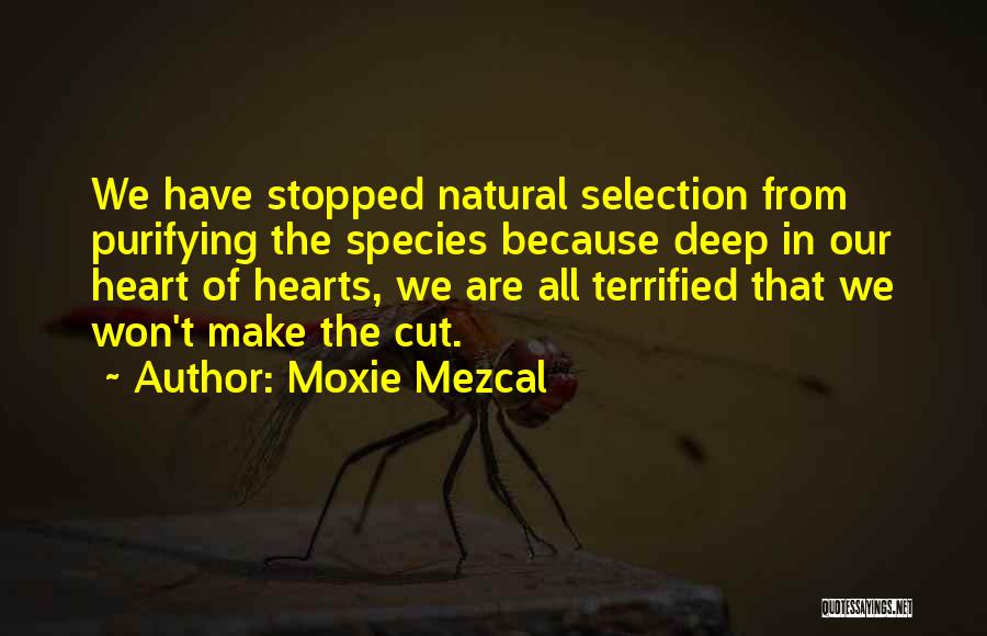 Moxie Mezcal Quotes: We Have Stopped Natural Selection From Purifying The Species Because Deep In Our Heart Of Hearts, We Are All Terrified