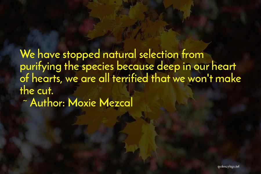 Moxie Mezcal Quotes: We Have Stopped Natural Selection From Purifying The Species Because Deep In Our Heart Of Hearts, We Are All Terrified