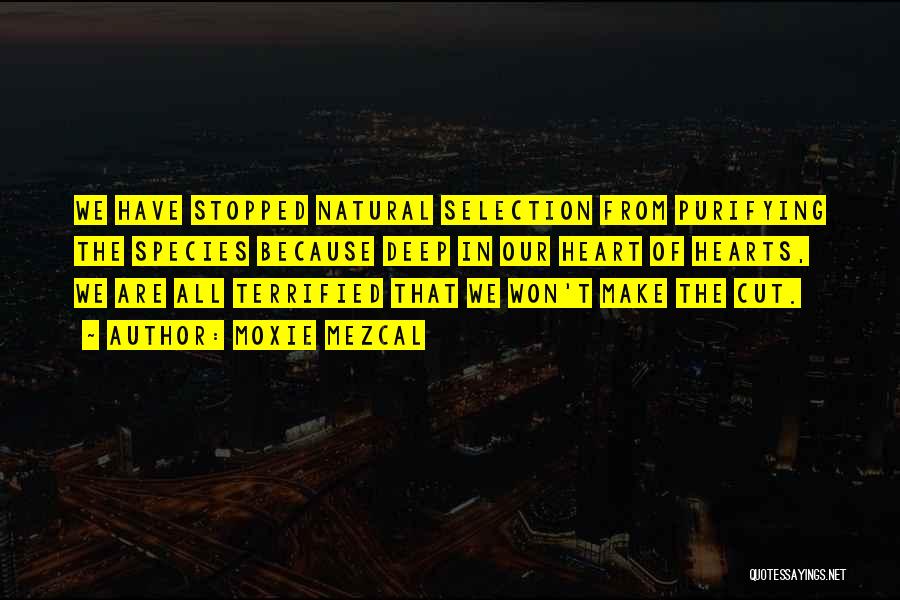 Moxie Mezcal Quotes: We Have Stopped Natural Selection From Purifying The Species Because Deep In Our Heart Of Hearts, We Are All Terrified