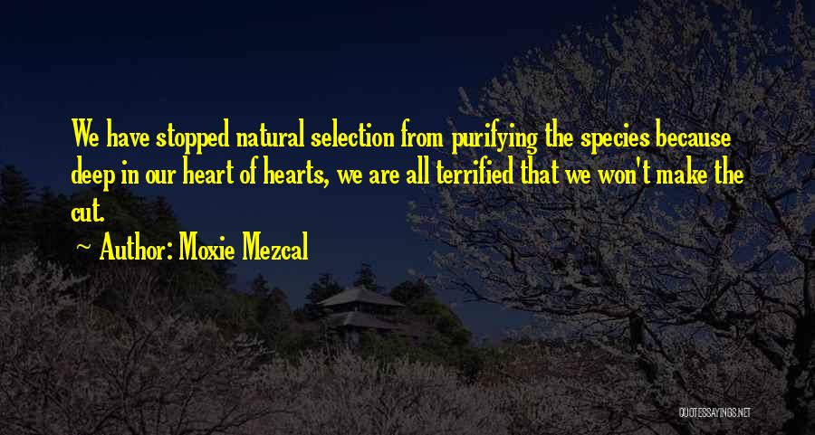 Moxie Mezcal Quotes: We Have Stopped Natural Selection From Purifying The Species Because Deep In Our Heart Of Hearts, We Are All Terrified