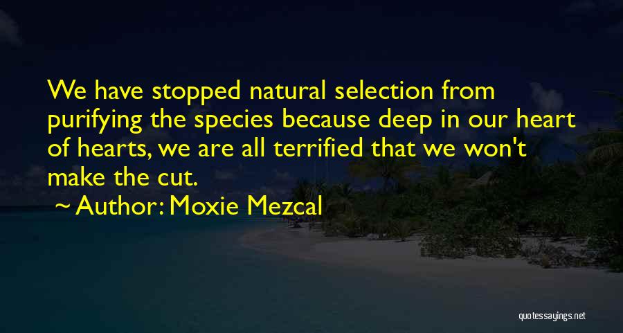 Moxie Mezcal Quotes: We Have Stopped Natural Selection From Purifying The Species Because Deep In Our Heart Of Hearts, We Are All Terrified