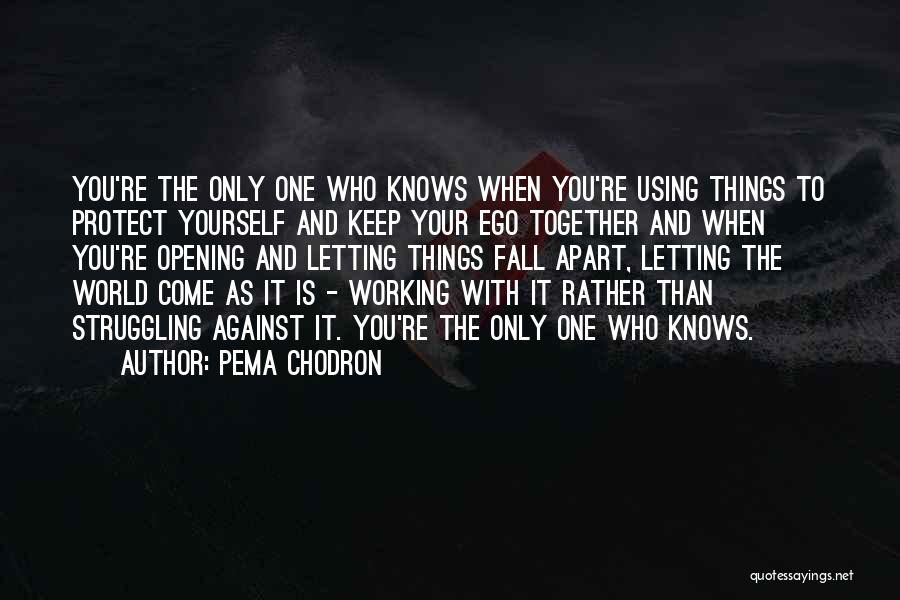 Pema Chodron Quotes: You're The Only One Who Knows When You're Using Things To Protect Yourself And Keep Your Ego Together And When