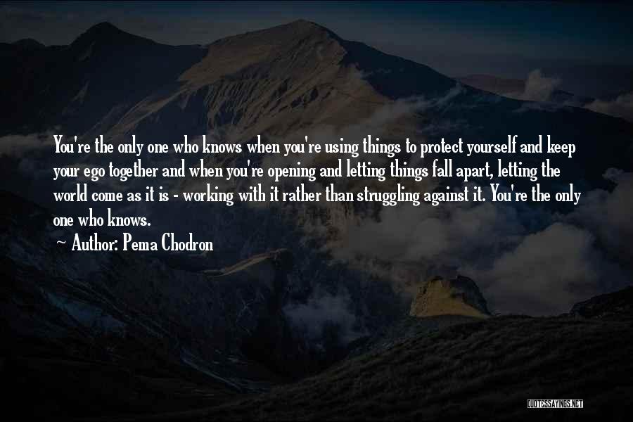 Pema Chodron Quotes: You're The Only One Who Knows When You're Using Things To Protect Yourself And Keep Your Ego Together And When