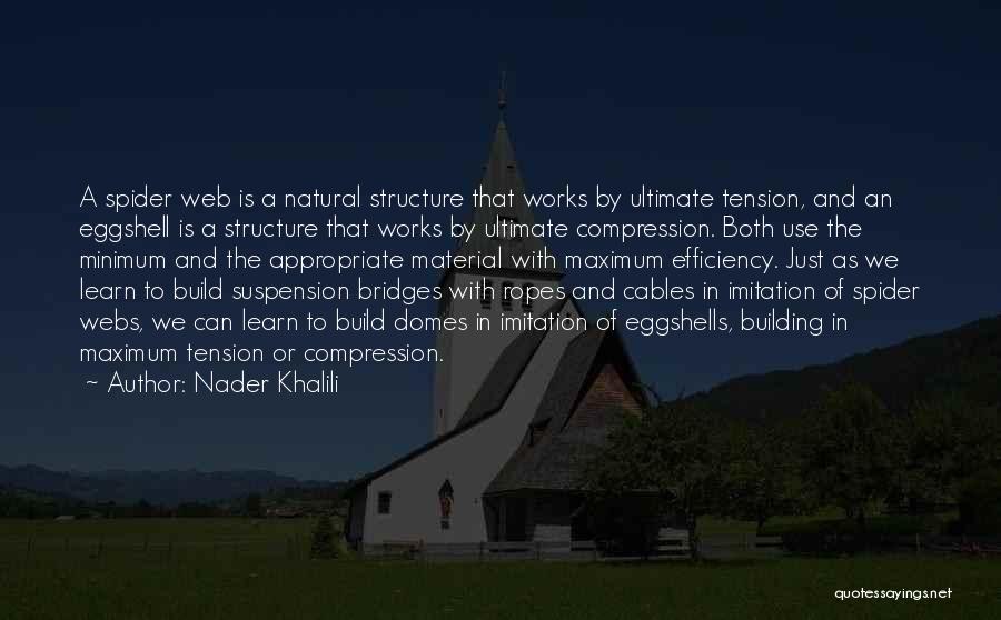 Nader Khalili Quotes: A Spider Web Is A Natural Structure That Works By Ultimate Tension, And An Eggshell Is A Structure That Works