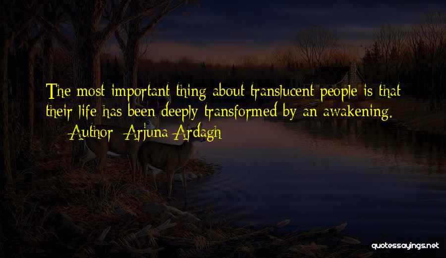 Arjuna Ardagh Quotes: The Most Important Thing About Translucent People Is That Their Life Has Been Deeply Transformed By An Awakening.