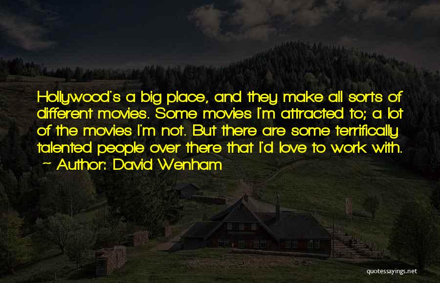 David Wenham Quotes: Hollywood's A Big Place, And They Make All Sorts Of Different Movies. Some Movies I'm Attracted To; A Lot Of