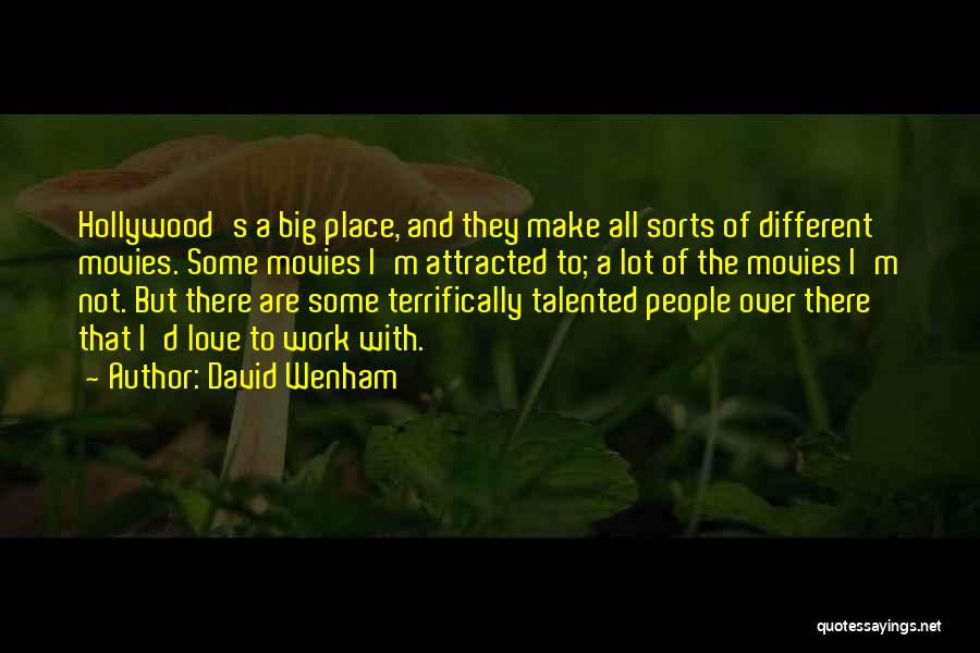 David Wenham Quotes: Hollywood's A Big Place, And They Make All Sorts Of Different Movies. Some Movies I'm Attracted To; A Lot Of