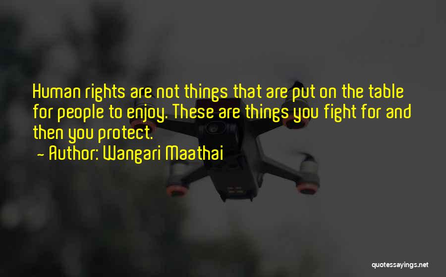 Wangari Maathai Quotes: Human Rights Are Not Things That Are Put On The Table For People To Enjoy. These Are Things You Fight