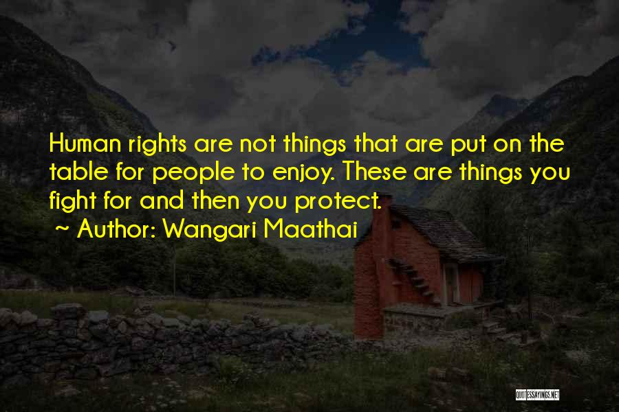 Wangari Maathai Quotes: Human Rights Are Not Things That Are Put On The Table For People To Enjoy. These Are Things You Fight