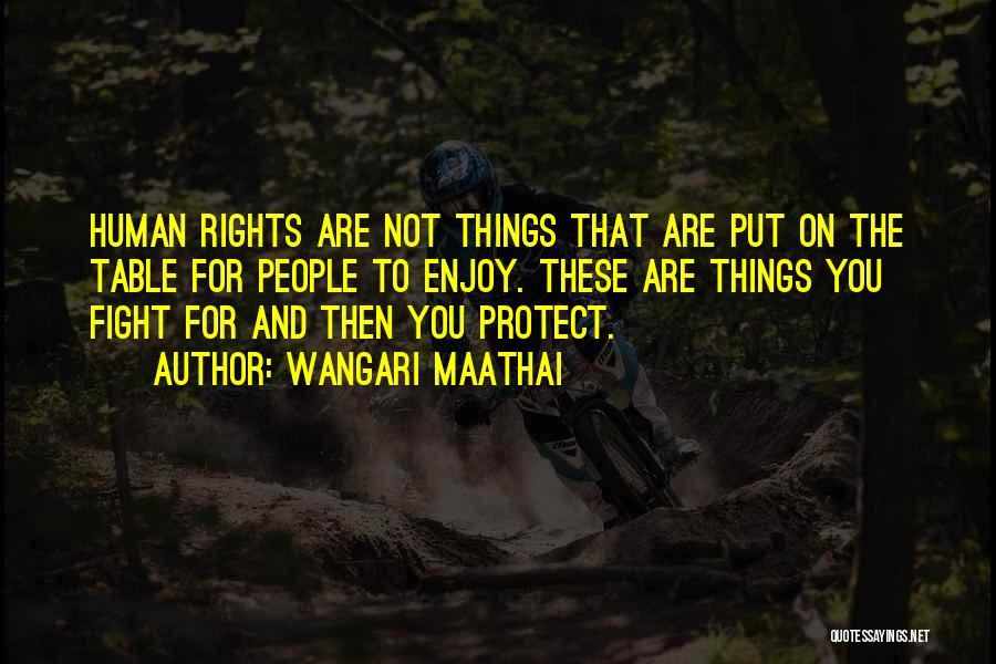 Wangari Maathai Quotes: Human Rights Are Not Things That Are Put On The Table For People To Enjoy. These Are Things You Fight