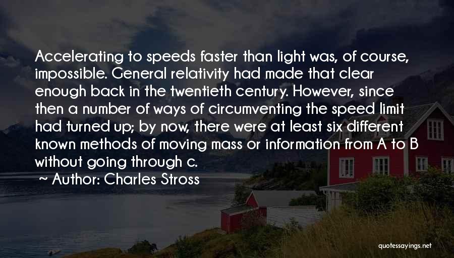 Charles Stross Quotes: Accelerating To Speeds Faster Than Light Was, Of Course, Impossible. General Relativity Had Made That Clear Enough Back In The