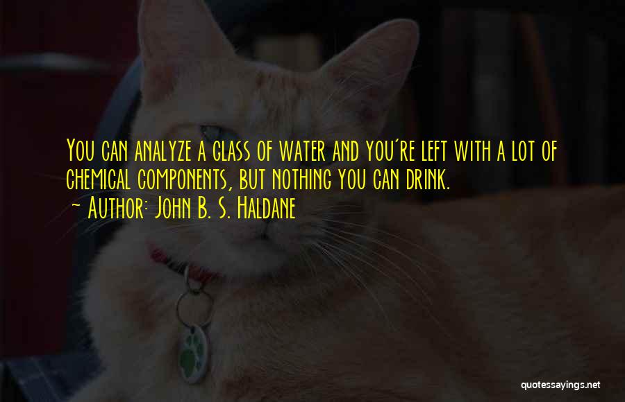 John B. S. Haldane Quotes: You Can Analyze A Glass Of Water And You're Left With A Lot Of Chemical Components, But Nothing You Can