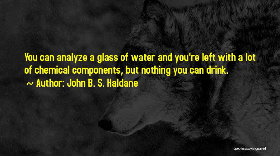 John B. S. Haldane Quotes: You Can Analyze A Glass Of Water And You're Left With A Lot Of Chemical Components, But Nothing You Can