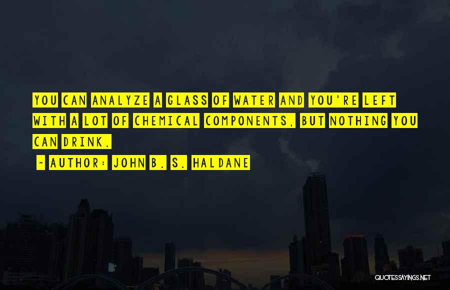 John B. S. Haldane Quotes: You Can Analyze A Glass Of Water And You're Left With A Lot Of Chemical Components, But Nothing You Can